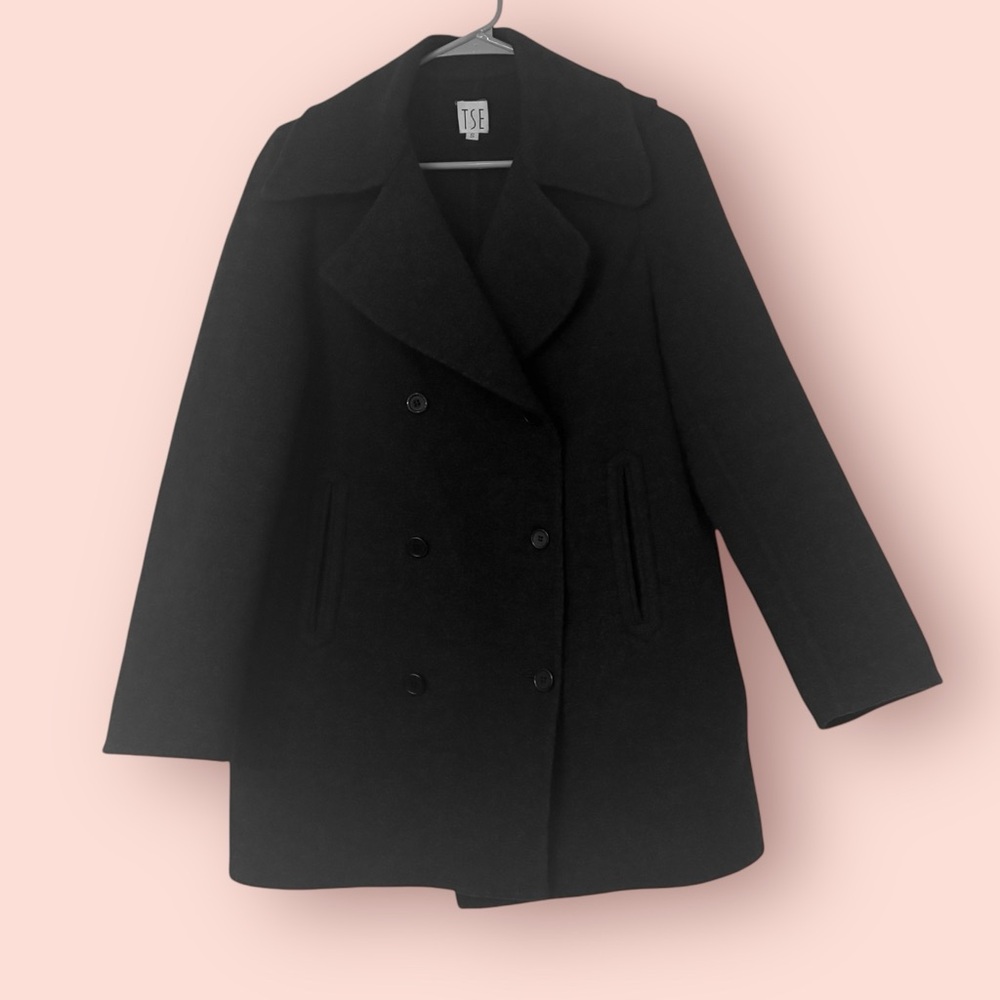 TSE Cashmere Double Breasted Wool Blend Coat
